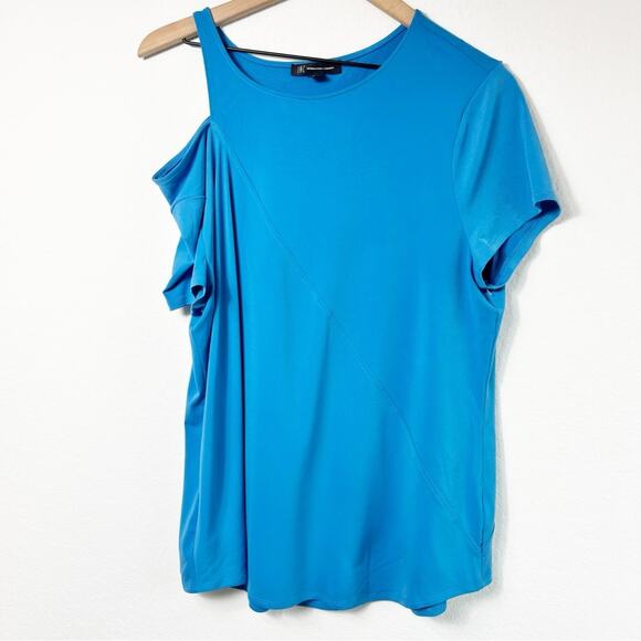 INC INTERNATIONAL CONCEPTS CUTOUT WOMEN PLUS BLUE BLOUSE SIZE XXL NEW - Picture 2 of 6